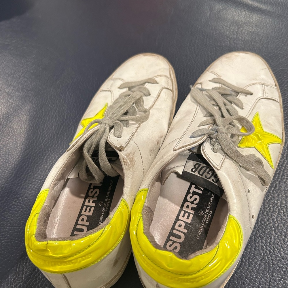 Golden Goose White and Yellow Sneakers